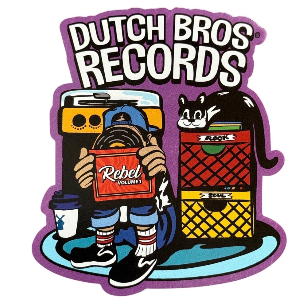 Dutch Bros Records Rebel Volume 1 Vinyl Sticker Cat‎ Music Coffee 5/2026